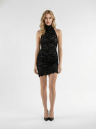 Lace Halter Open-Back Mini Dress