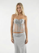 Silver Embroidered Corset Top