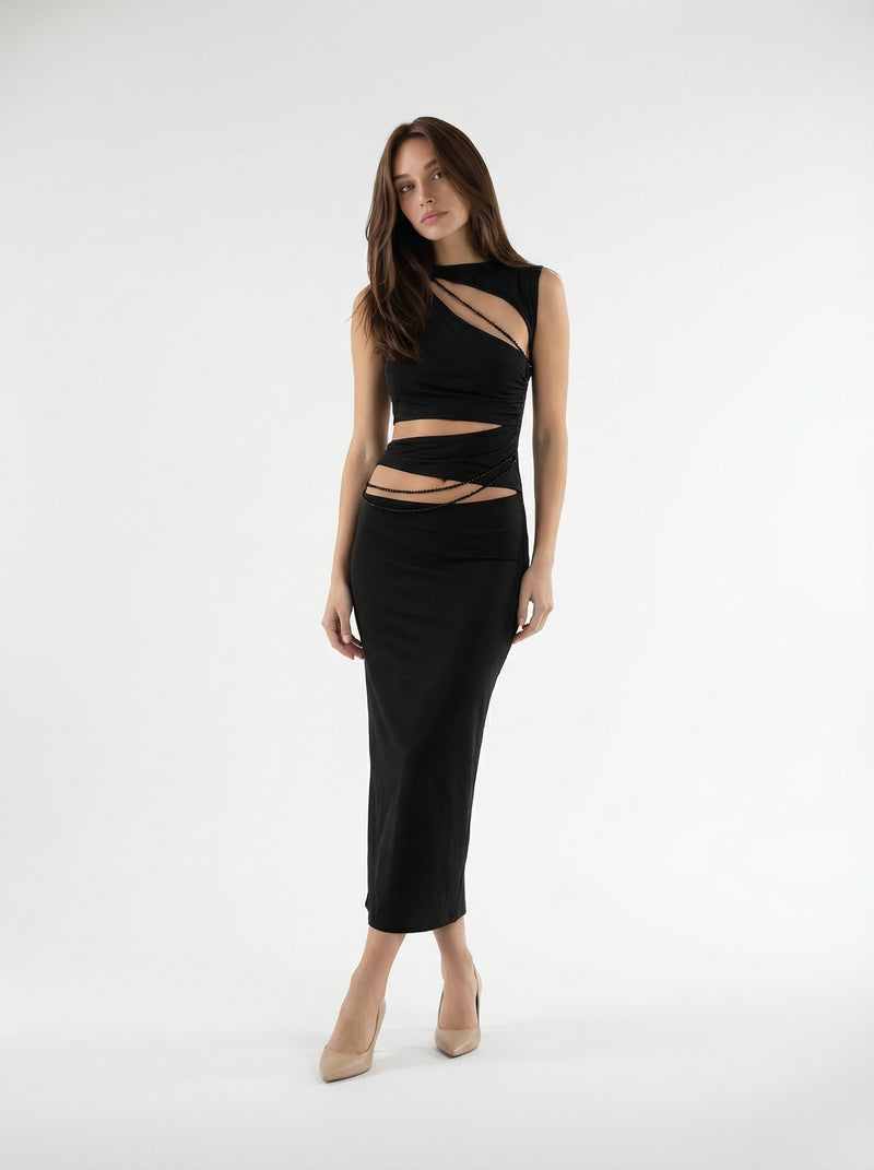 Noir Cut Chain Dress
