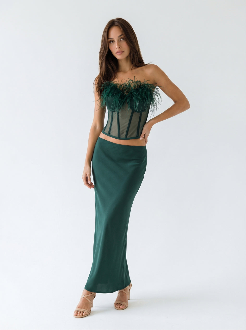 Emerald Feather Corset Top