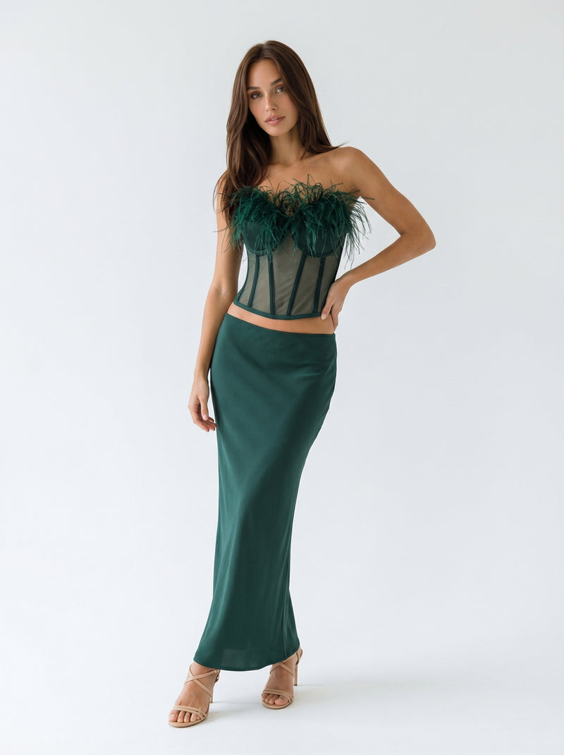 Emerald Feather Corset Top
